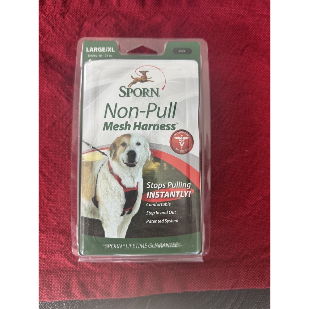 NWT Sporn Non Pulling Mesh Harness Large Necks 16-24 In (43-60cm) In Color BLACK